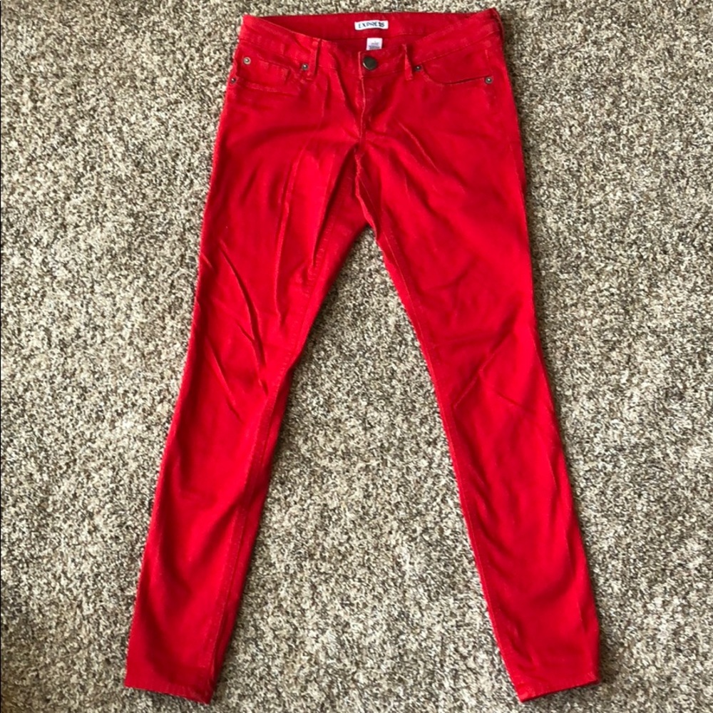 Express red jeans